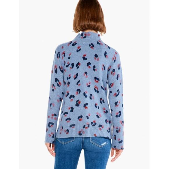 Nic + Zoe Women's Blue Multi Cozy Up Tracks Turtleneck Sweater Size M - Picture 2 of 7